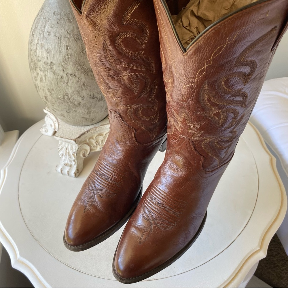 Dan Post Milwaukee Leather 13” Western Cowboy Boots Mens 10.5 Extra Wide Brown - Picture 2 of 9
